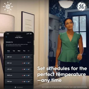 GE SMART THERMOSTAT; WORKS WITH SAVANT.
